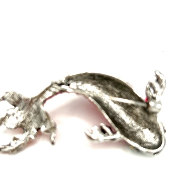 Pink & Orange Enamel Koi Fish Brooch with Rhinestonnes - Picture 7 of 11